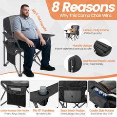 WEIDIORME camping chair cup holder image highlighting easy beverage access at tailgates and beaches.