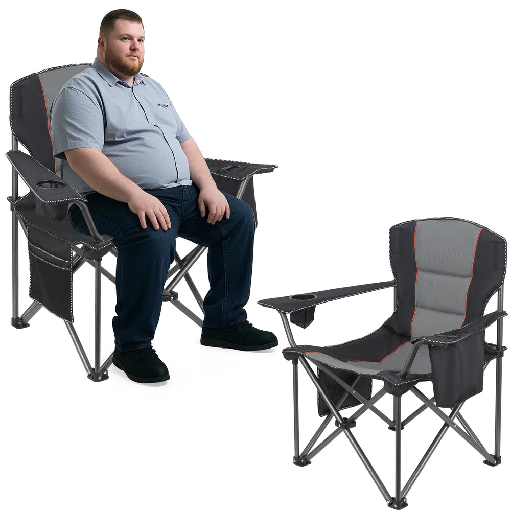 WEIDIORME heavy-duty camping chair setup showing sturdy frame for all-day outdoor use.