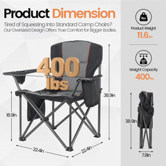 WEIDIORME oversized chair with side pocket demonstrating convenient storage during picnics and camping.