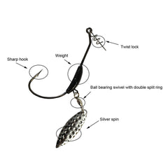 Weighted hook with twist lock in silver color, 5.5g (0.19oz) for soft swim baits