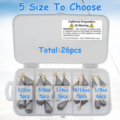 Five 3/8 oz fishing weights