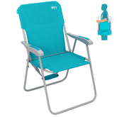 WEJOY folding beach chair cyan backrest offers ergonomic comfort for all-day lounging.