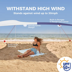 WEKAPO aerodynamic canopy top reduces wind lofting for comfortable outdoor downtime.