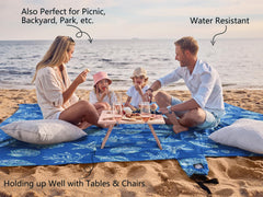 WEKAPO Beach Blanket corner pockets offer storage and ballast for stability.