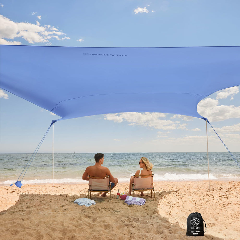 WEKAPO Beach Tent airflow-top provides wind-friendly shade on breezy beaches.