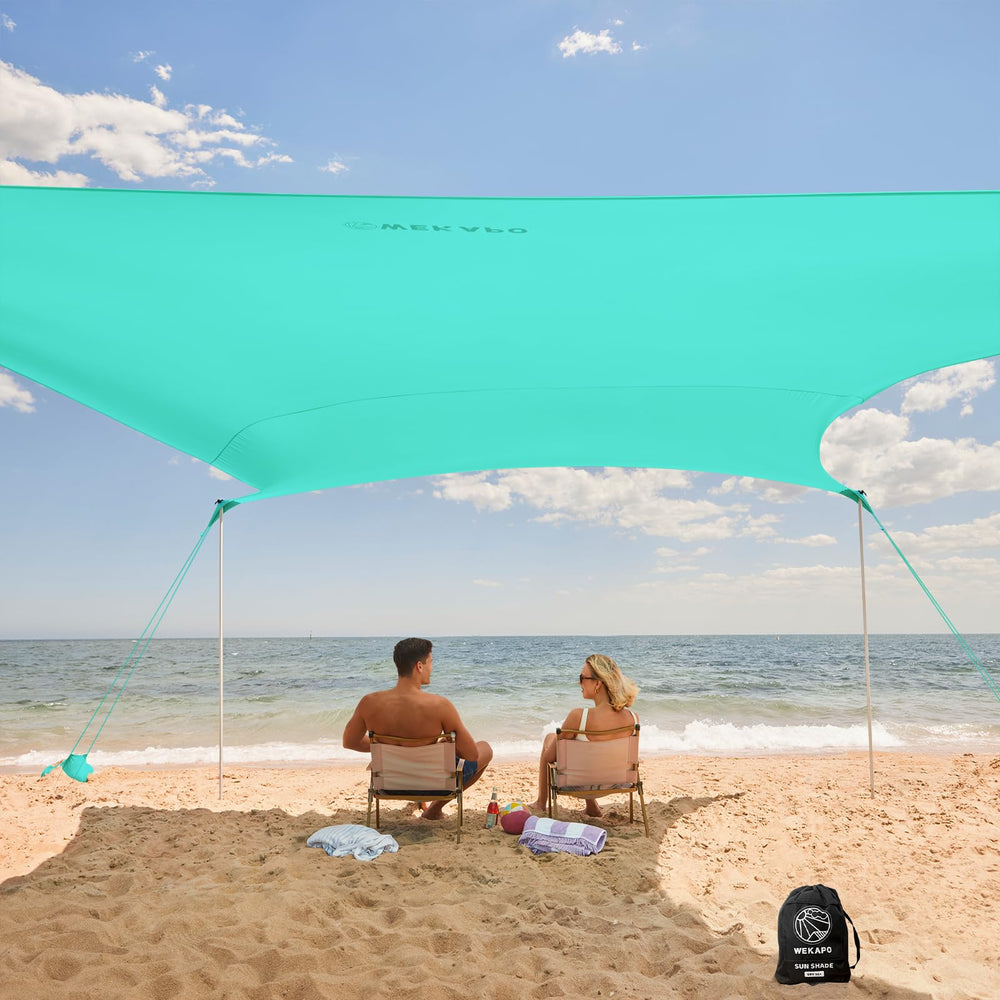 WEKAPO Beach Tent setup demonstrates quick, easy shade on sunny beaches.