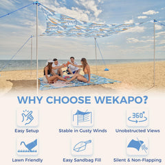 WEKAPO beach tent windproof top design withstands gusts for stable shade