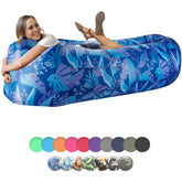 WEKAPO inflatable couch during setup showing quick inflation for outdoor lounging