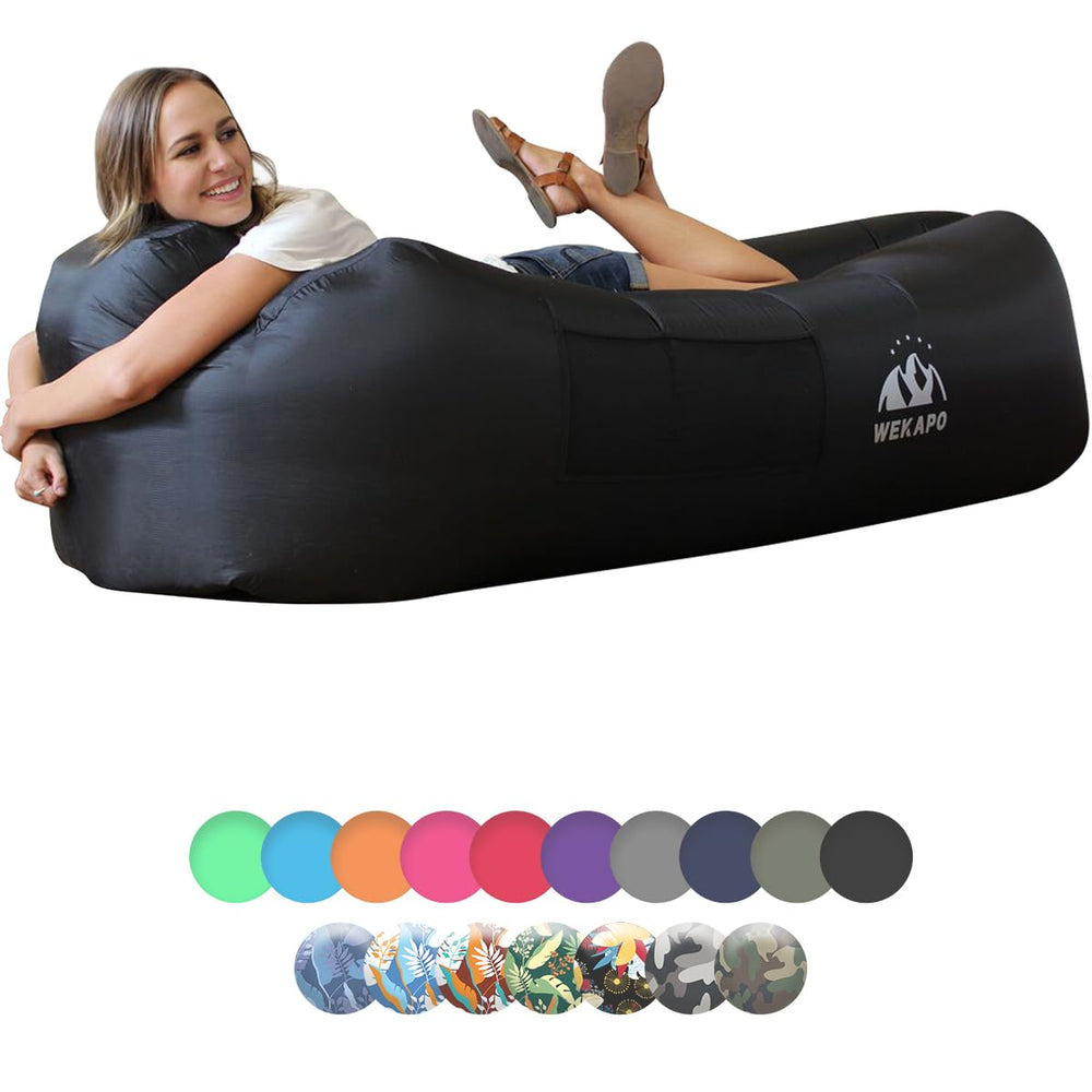 WEKAPO inflatable lounger front view, ready for beach relaxation