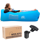 WEKAPO inflatable lounger pump-setup demonstrates quick, hands-free inflation for camping