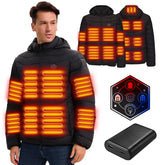 WeKit heated jacket front view shows even heat zones for all-day warmth.