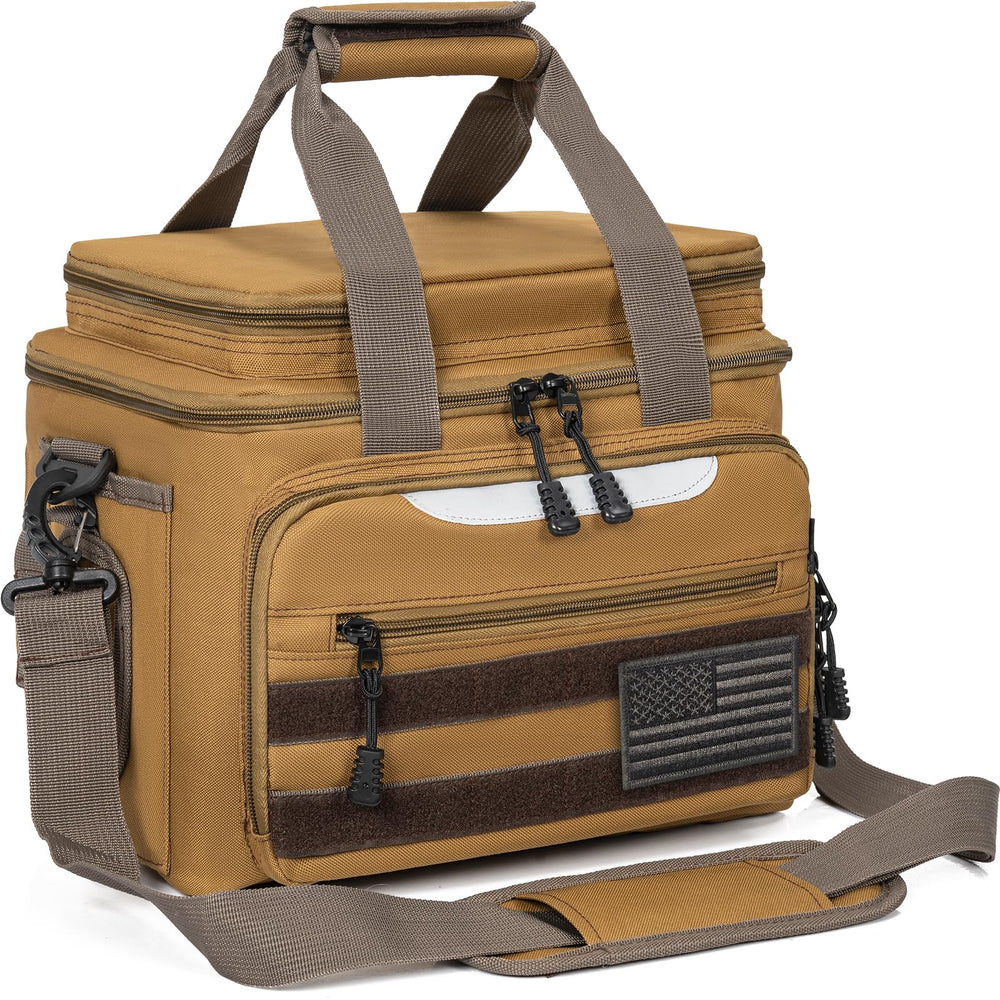 Front view of WELIDAY fishing tackle bag in khaki