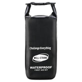 WELL-STRONG roll-top closure first aid kit shows secure waterproof seal for outdoor use