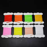 WellieSTR floating yarn color palette on card, ideal for spinner wings and dry flies.