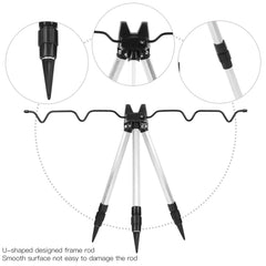 Wene fishing pole tripod bracket aluminum alloy frame holds five rods