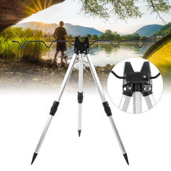 Wene fishing pole tripod bracket on rugged ground with non-slip stability
