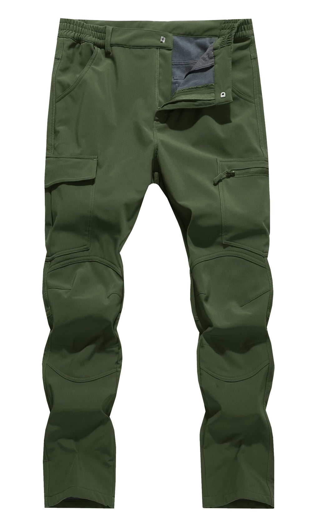 WENRONSTA men's snow ski pants front view in army green for winter adventures