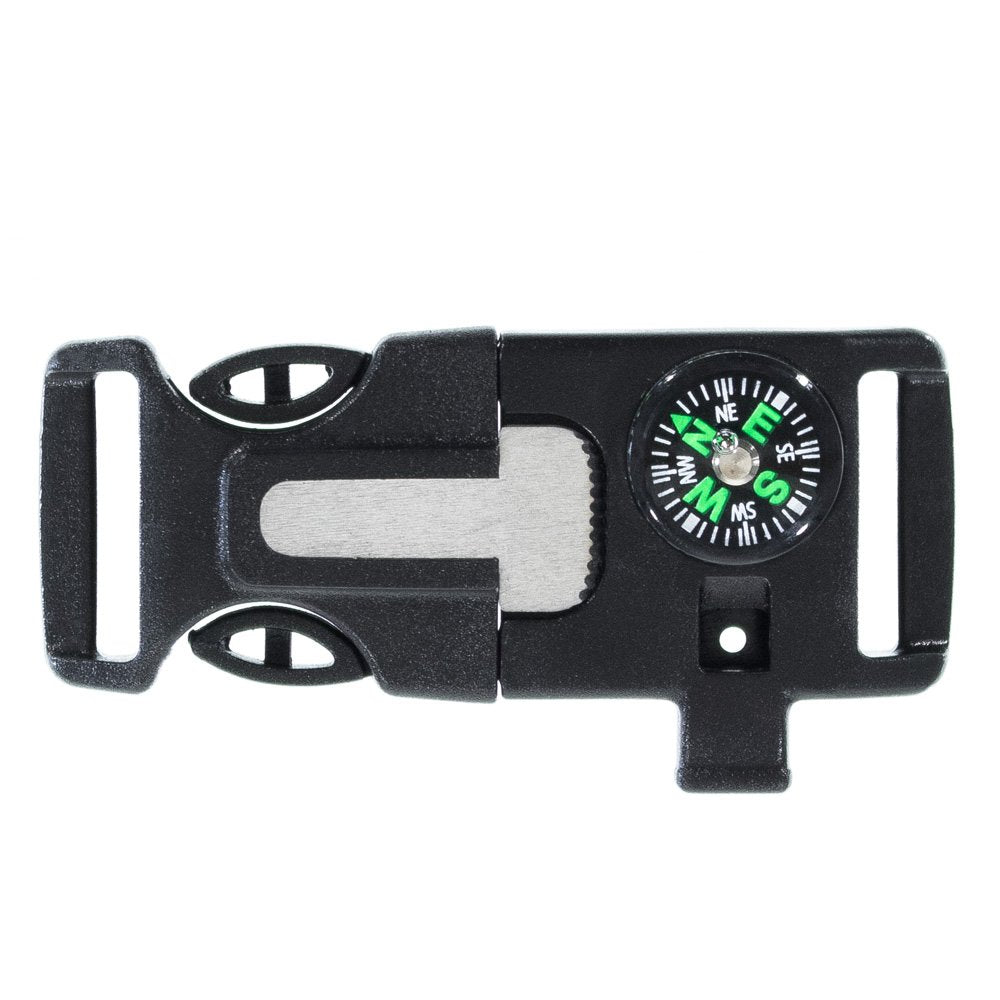 West Coast Paracord survival buckle with 3/4-inch webbing, ideal for lightweight outdoor setup.