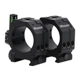 Wheeler 2-piece Picatinny scope rings front view with secure six-hole design