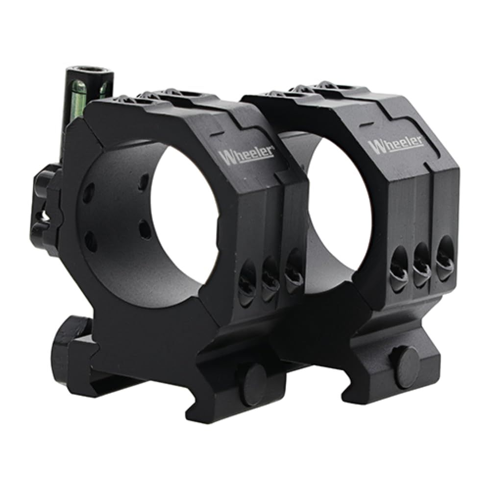 Wheeler scope rings with six-hole design for secure clamping on Picatinny rails