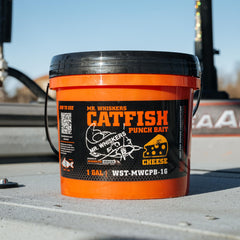 Close-up of the cheese bait label on Mr. Whiskers product with premium attractants.