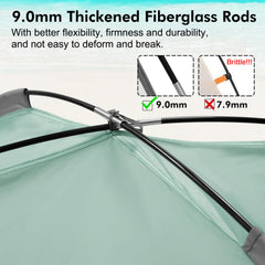 WhiteFang Beach Tent 9mm fiberglass rods offer sturdy, flexible support