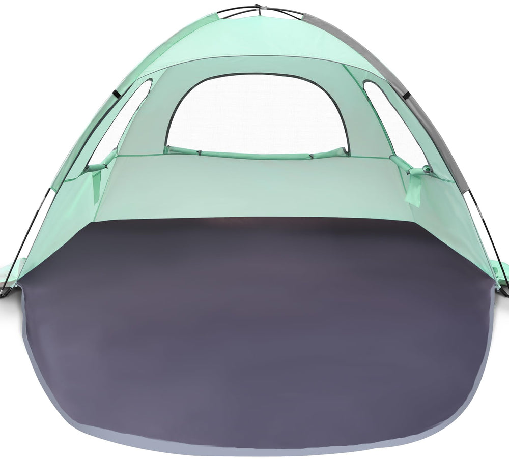 WhiteFang Beach Tent anti-UV shade on sunny beach with UPF 50+ protection.