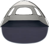 WhiteFang beach tent assembly demonstrates quick setup for sun protection and family shade on the sand.