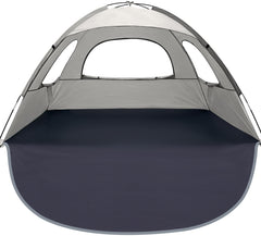 WhiteFang beach tent assembly demonstrates quick setup for sun protection and family shade on the sand.