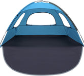 WhiteFang beach tent extendable floor shading a family on the sand
