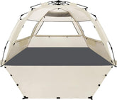 WhiteFang Deluxe XL beach tent fully set up for family shade and comfort