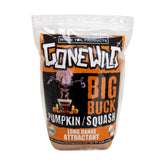 Whitetail Gone Wild pumpkin-squash attractant label on 8 lb bag