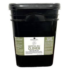 Whitetail Hill Clover Seed Bag showing a drought-tolerant perennial blend for year-round deer and turkey forage.