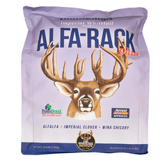 Whitetail Institute Alfa-Rack Plus seed bag for high-protein deer forage