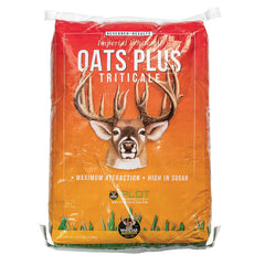 Whitetail Institute Oats Plus bag front label highlighting premium deer attractant.
