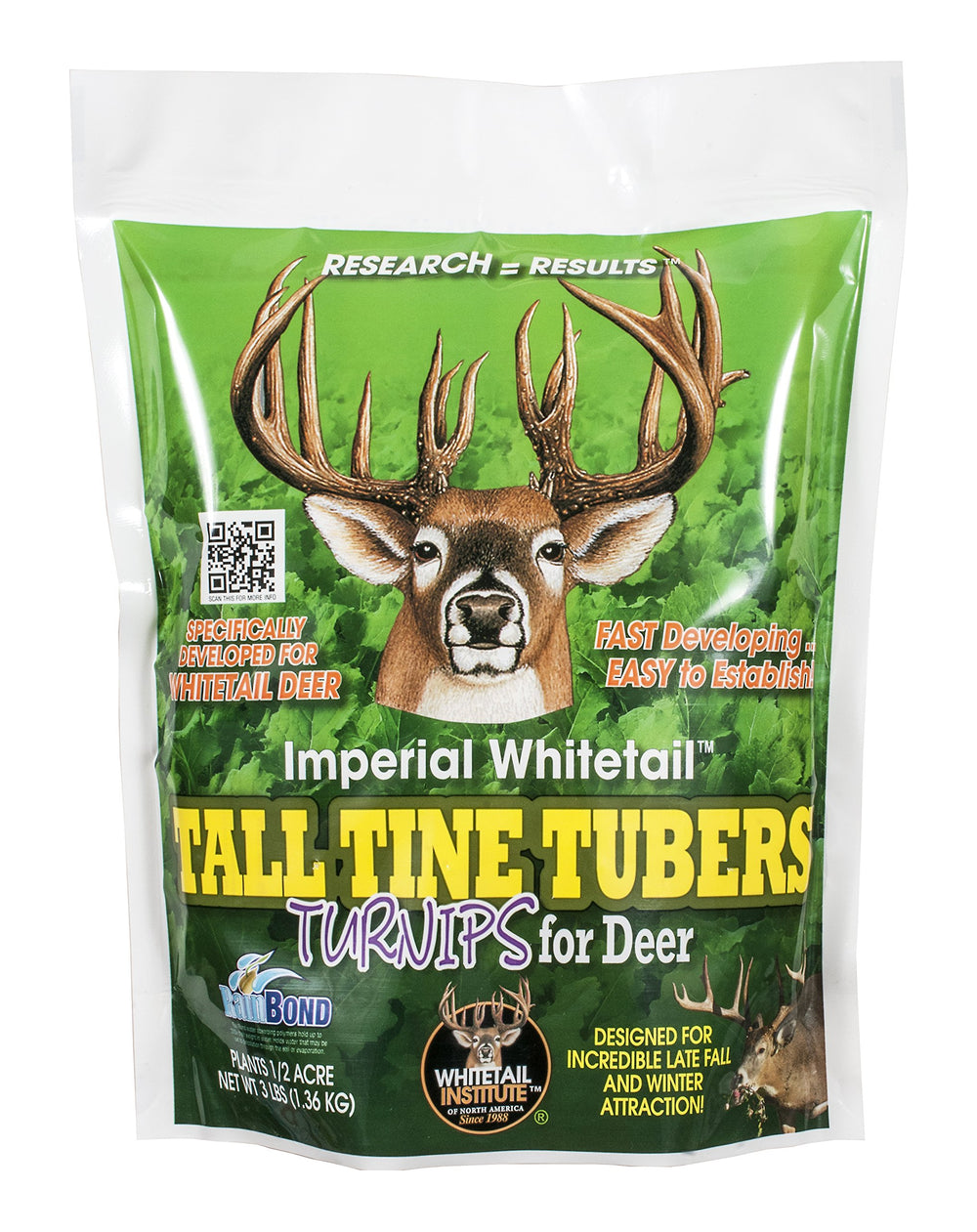 Whitetail Institute Tall Tine Tubers seed bag for deer plots, ready to plant