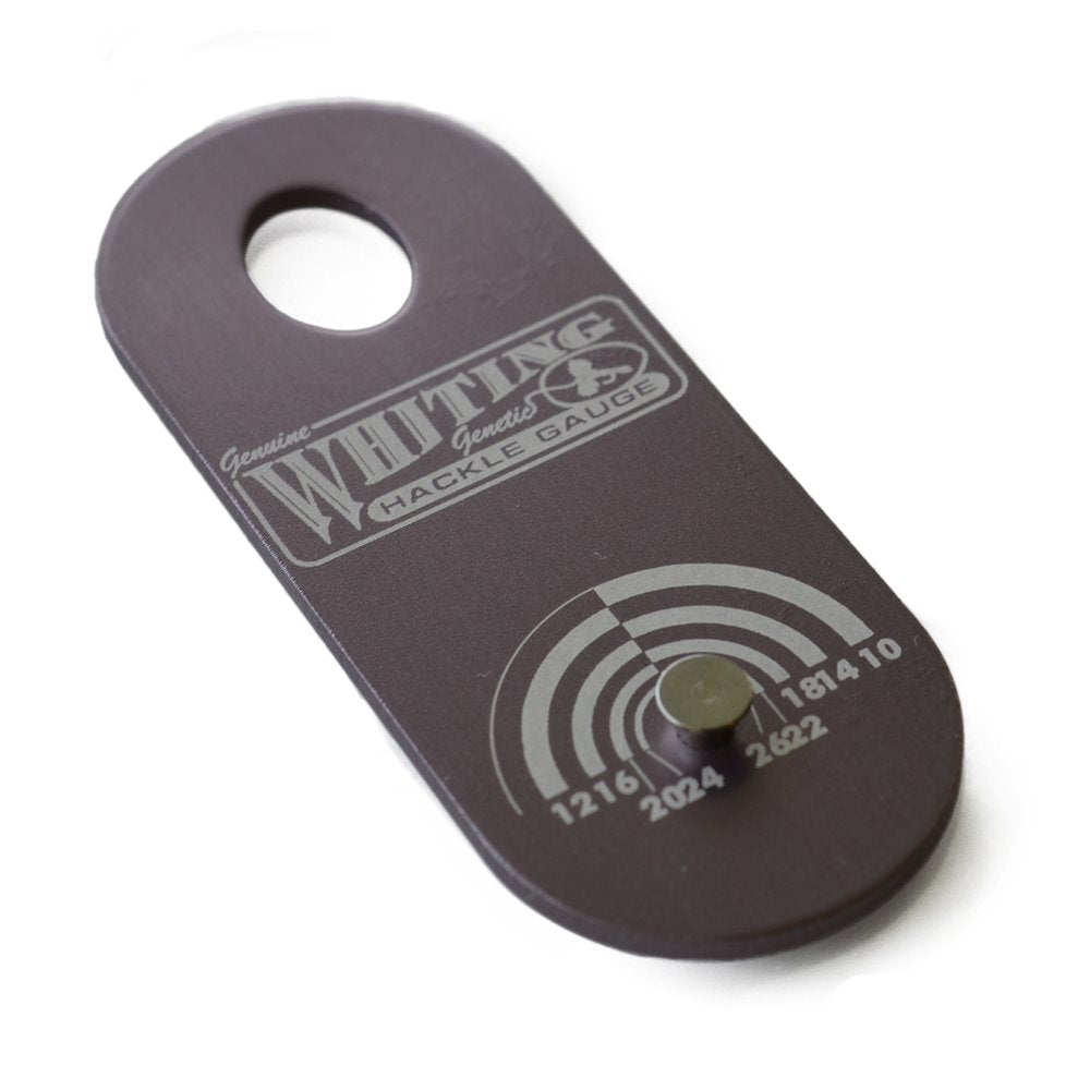 Whiting Farms Hackle Gauge slate for precise hackle sizing in dry fly tying