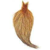 Whiting Farms High & Dry Cape with barred dark ginger hackle for durable, vivid dry fly patterns