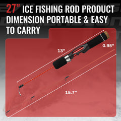 Close-up of rod tip showing sensitivity for ice fishing