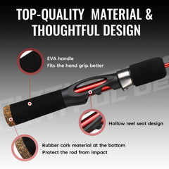 Hollow reel seat design on ice fishing rod