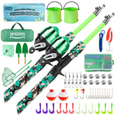 WIDDEN kids fishing pole blue with reel for easy casting on family outings.