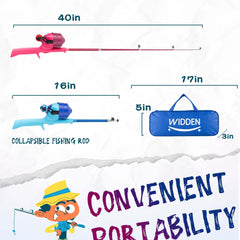 WIDDEN kids fishing pole collapsible rod, portable and ready for outdoor adventures.