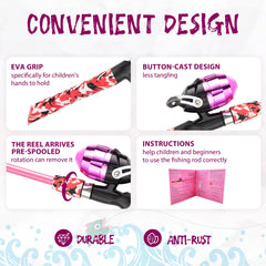 WIDDEN Kids Fishing Pole epoxy construction lightweight yet strong for active kids.