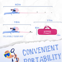 WIDDEN Kids Fishing Pole extended rod showing portable telescopic design