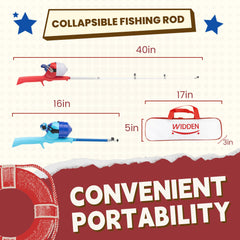 WIDDEN kids fishing pole and reel combo designed for beginner anglers.