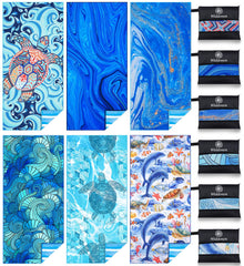 Widdonen 6-pack microfiber towels folded for ultra-compact travel use.