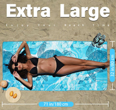 Widdonen sand-free microfiber towel demonstrates quick-dry after swim.