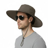 Wide brim sun hat with mesh panels for airflow (army green)