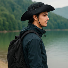 Top-down view highlighting wide brim for sun protection