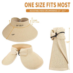 Wide brim open-top sun visor hat in natural color